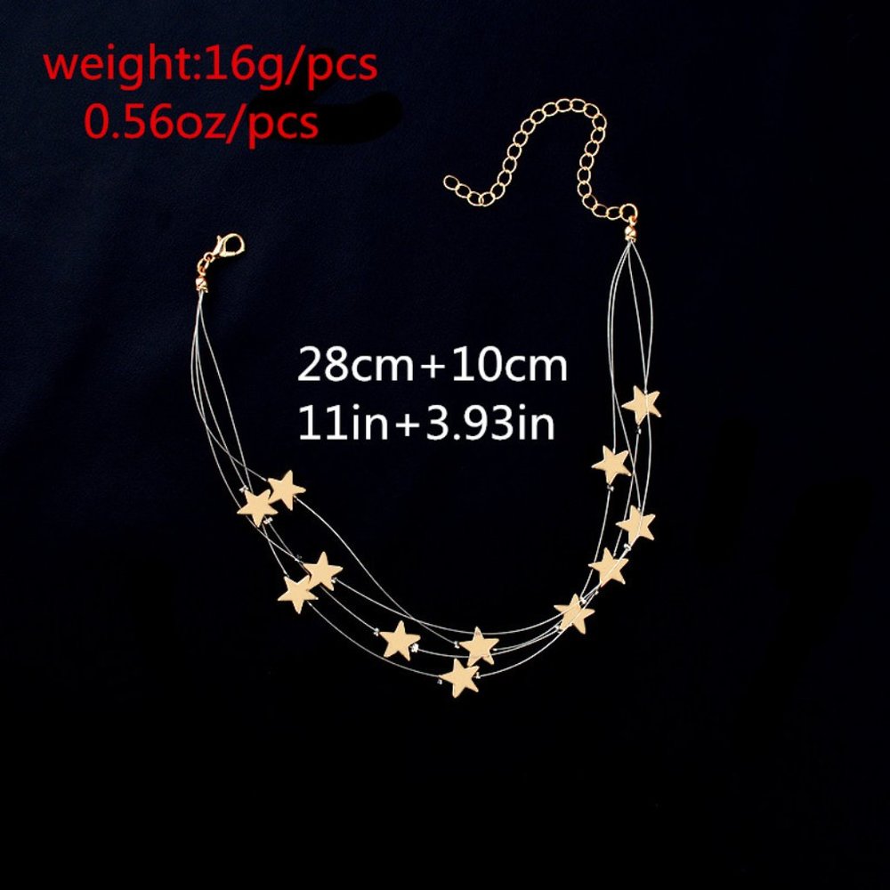 💕Last one Layered Stars Choker Necklace - Picture 6 of 8